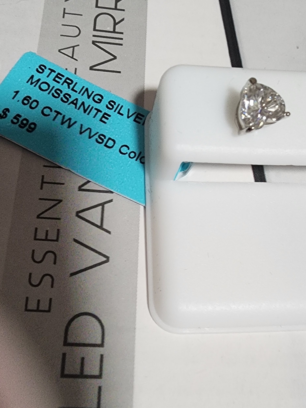 Sterling Silver Heart -Shaped Moissanite Stud Earring - Clear